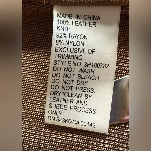 Leather Vintage Peter Nygard Metallic Brown jacket with rayon/nylon sleeves. S - Picture 6 of 9